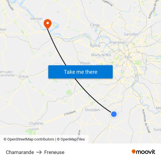 Chamarande to Freneuse map
