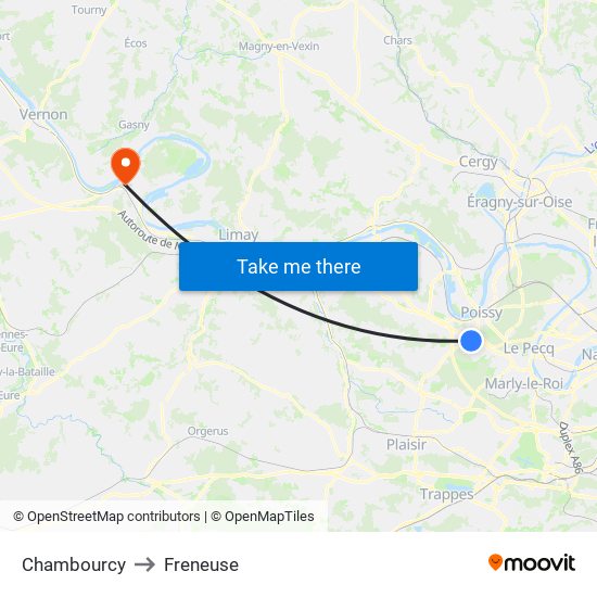 Chambourcy to Freneuse map