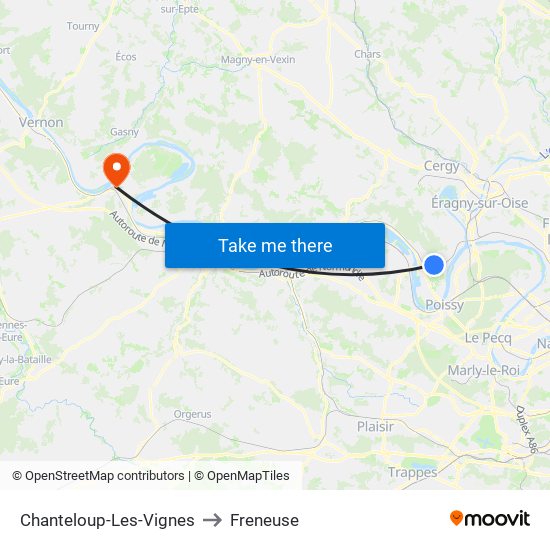 Chanteloup-Les-Vignes to Freneuse map