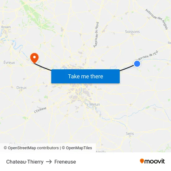 Chateau-Thierry to Freneuse map