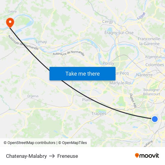 Chatenay-Malabry to Freneuse map