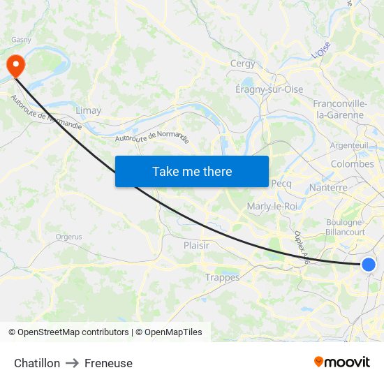 Chatillon to Freneuse map