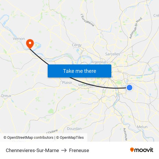Chennevieres-Sur-Marne to Freneuse map