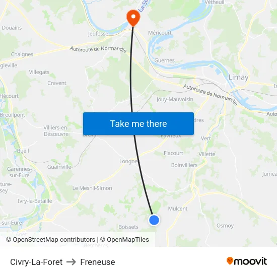 Civry-La-Foret to Freneuse map
