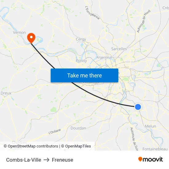 Combs-La-Ville to Freneuse map