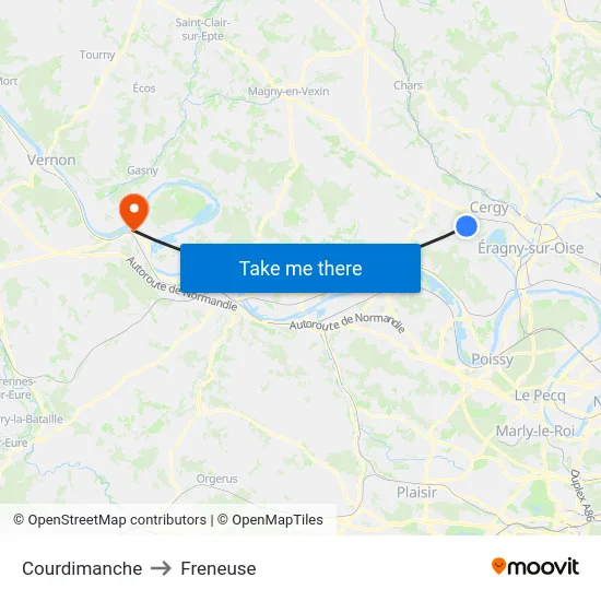 Courdimanche to Freneuse map