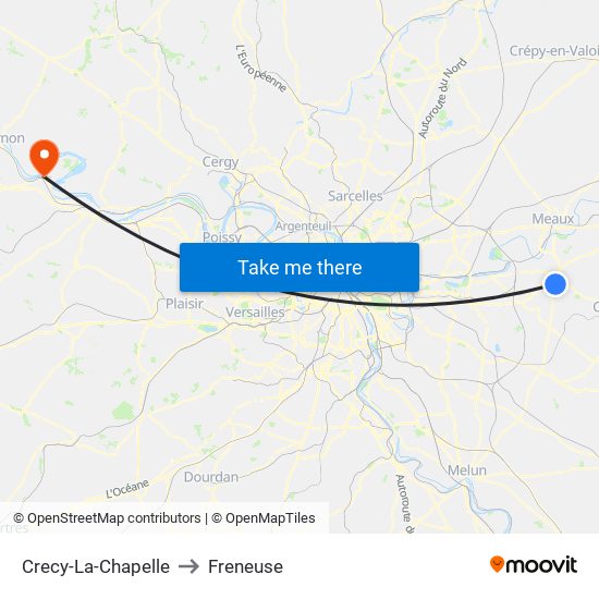 Crecy-La-Chapelle to Freneuse map