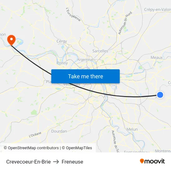 Crevecoeur-En-Brie to Freneuse map
