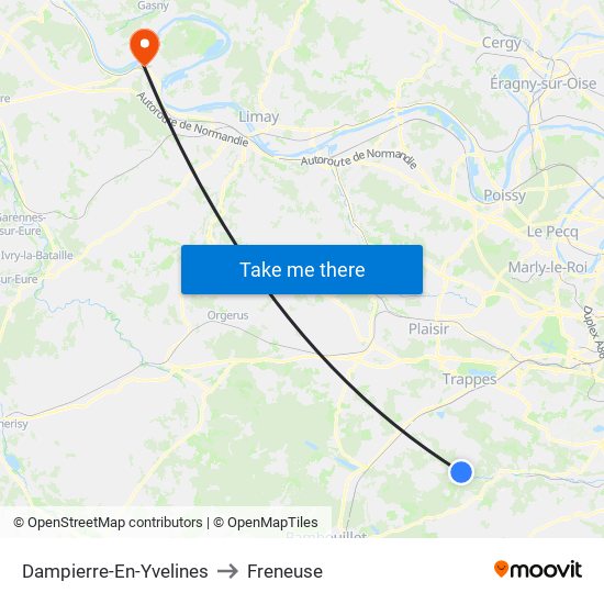 Dampierre-En-Yvelines to Freneuse map