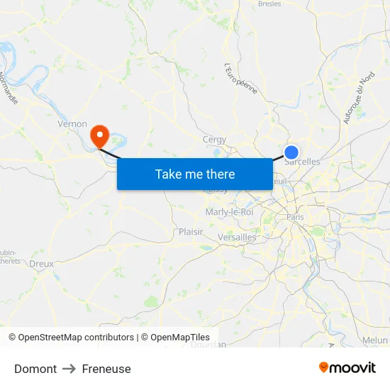 Domont to Freneuse map