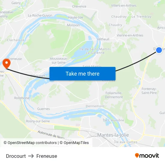 Drocourt to Freneuse map