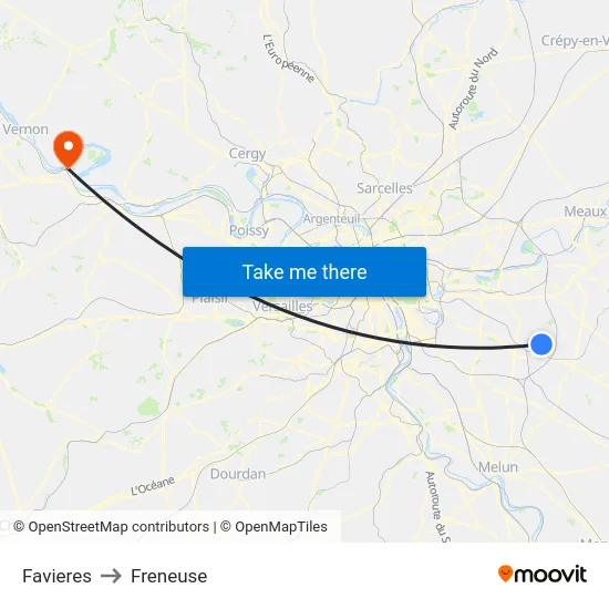 Favieres to Freneuse map