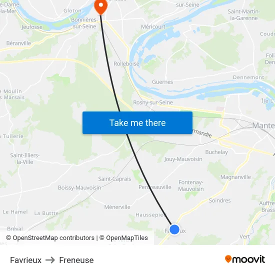 Favrieux to Freneuse map
