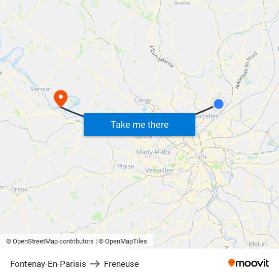 Fontenay-En-Parisis to Freneuse map