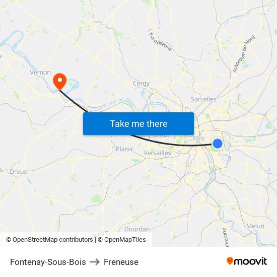 Fontenay-Sous-Bois to Freneuse map