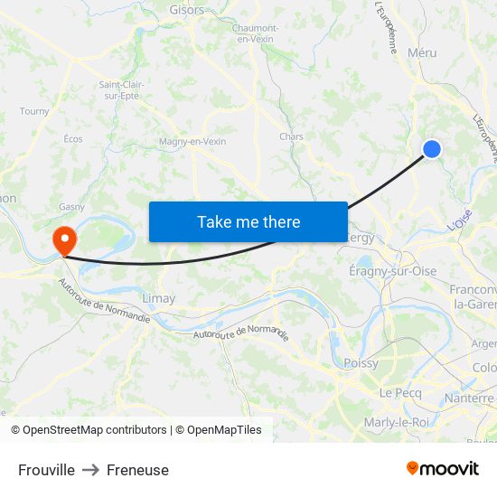 Frouville to Freneuse map