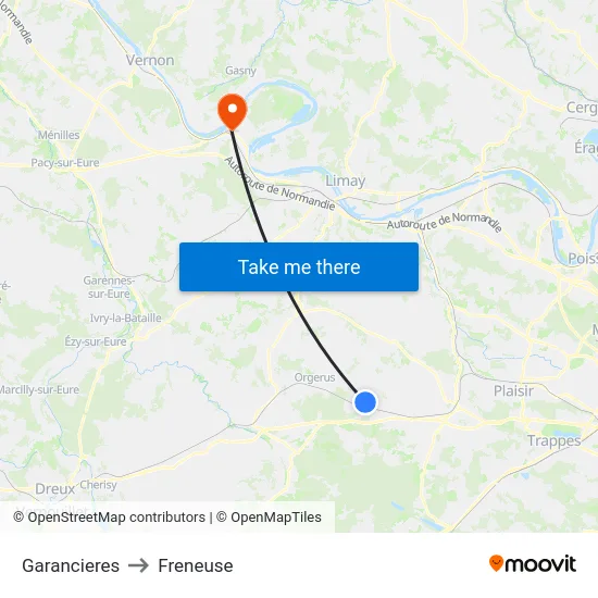 Garancieres to Freneuse map