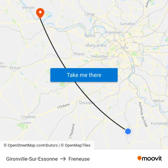 Gironville-Sur-Essonne to Freneuse map