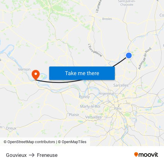 Gouvieux to Freneuse map