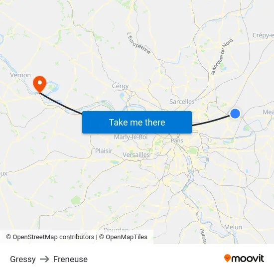 Gressy to Freneuse map