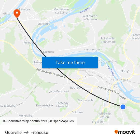 Guerville to Freneuse map