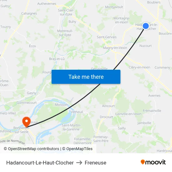 Hadancourt-Le-Haut-Clocher to Freneuse map
