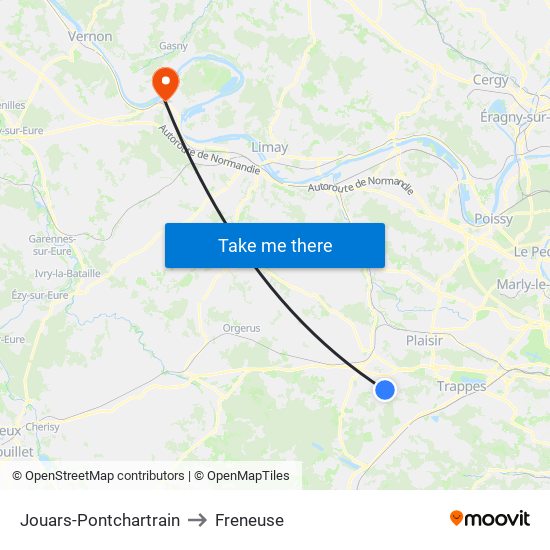 Jouars-Pontchartrain to Freneuse map
