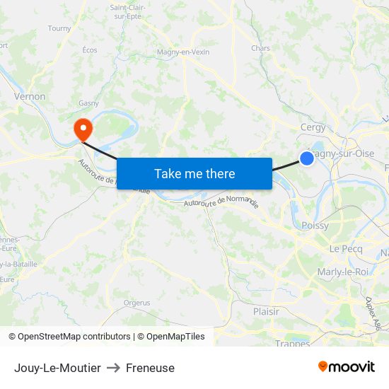 Jouy-Le-Moutier to Freneuse map