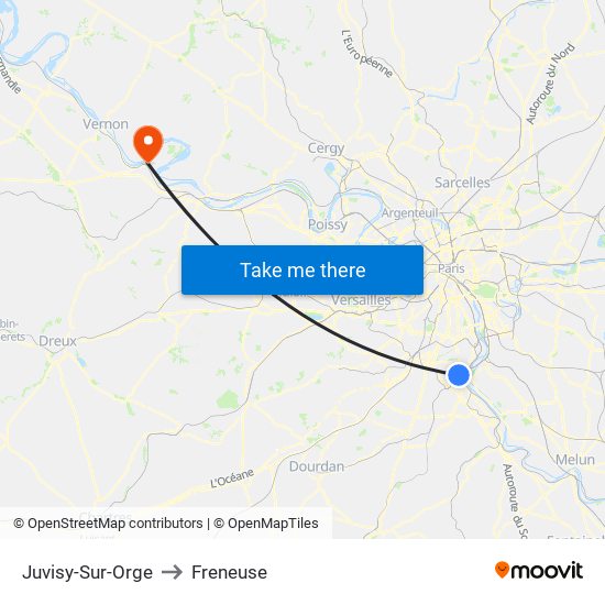 Juvisy-Sur-Orge to Freneuse map