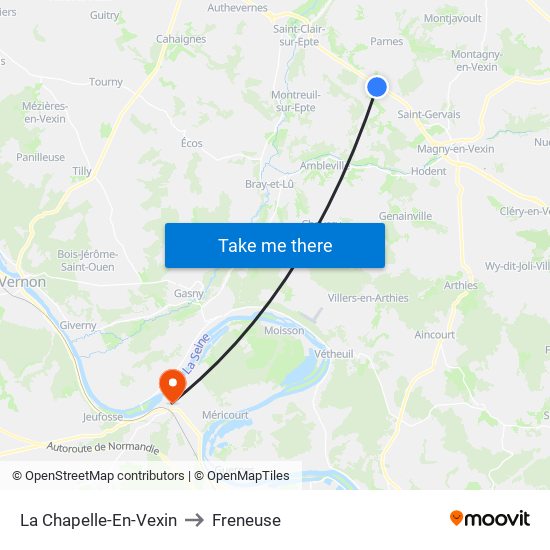 La Chapelle-En-Vexin to Freneuse map