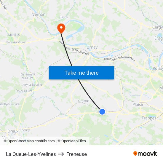 La Queue-Les-Yvelines to Freneuse map