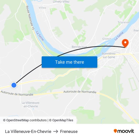 La Villeneuve-En-Chevrie to Freneuse map