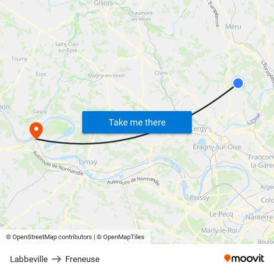Labbeville to Freneuse map