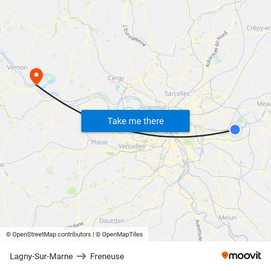 Lagny-Sur-Marne to Freneuse map