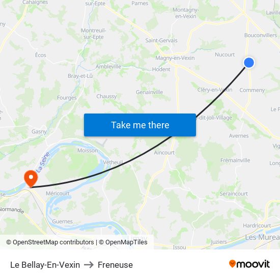 Le Bellay-En-Vexin to Freneuse map