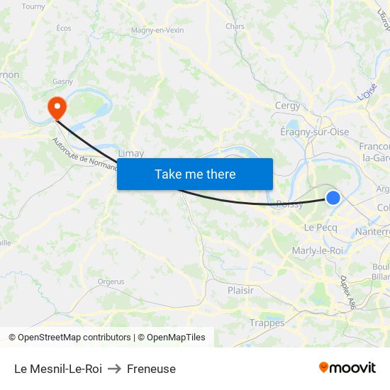 Le Mesnil-Le-Roi to Freneuse map
