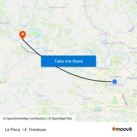 Le Pecq to Freneuse map