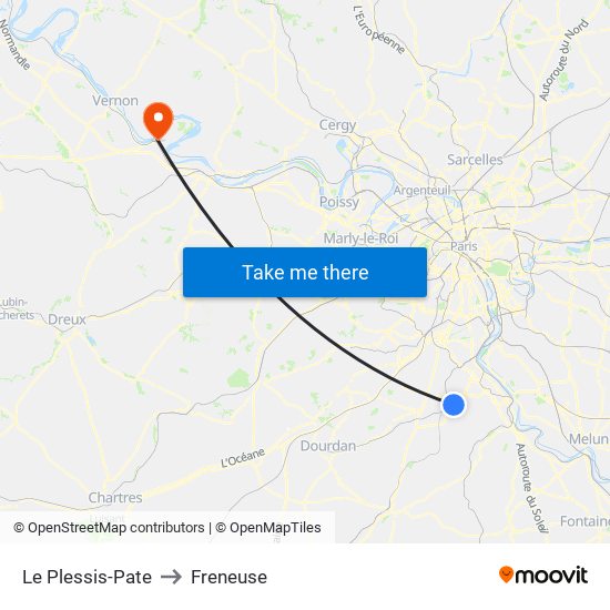 Le Plessis-Pate to Freneuse map