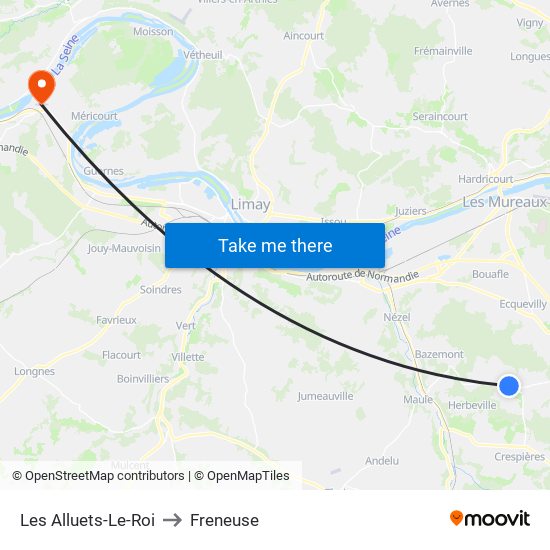 Les Alluets-Le-Roi to Freneuse map