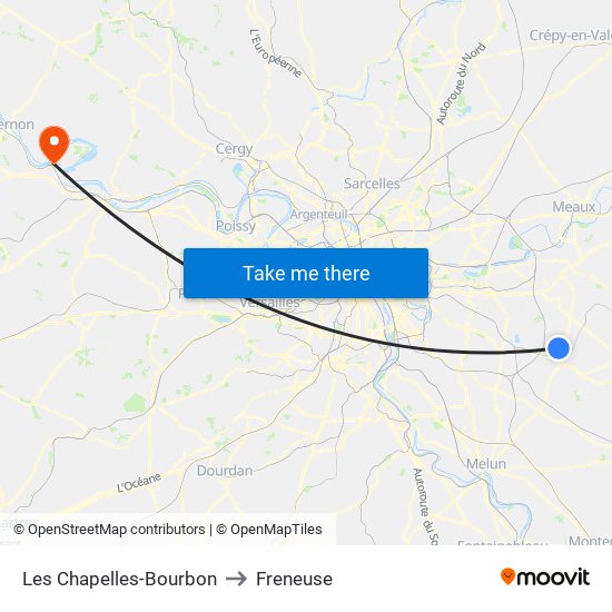 Les Chapelles-Bourbon to Freneuse map