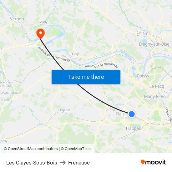 Les Clayes-Sous-Bois to Freneuse map