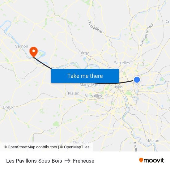 Les Pavillons-Sous-Bois to Freneuse map