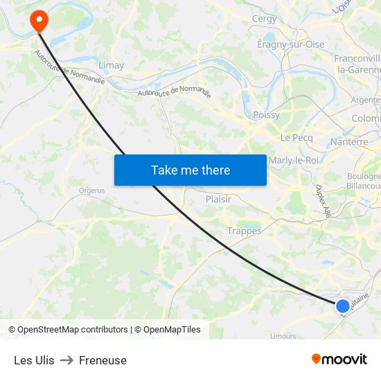 Les Ulis to Freneuse map