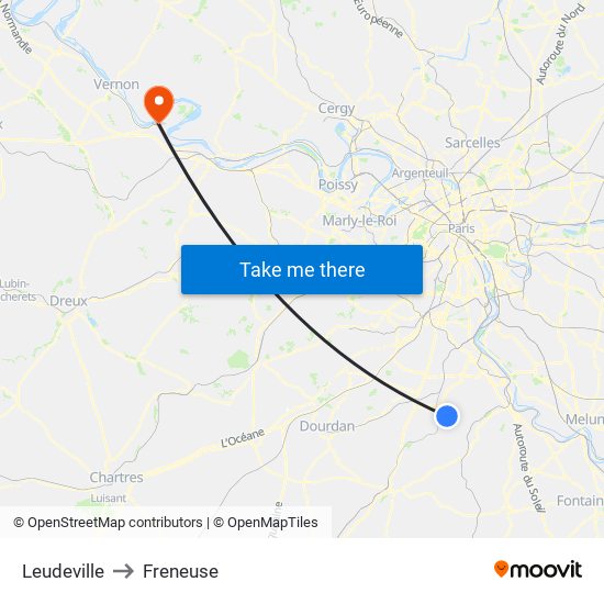 Leudeville to Freneuse map