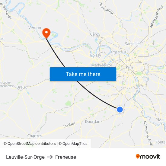 Leuville-Sur-Orge to Freneuse map