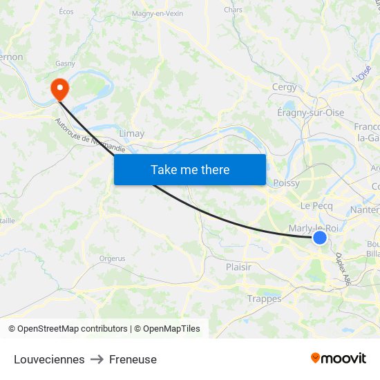 Louveciennes to Freneuse map