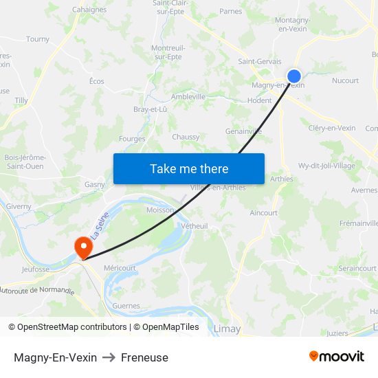 Magny-En-Vexin to Freneuse map