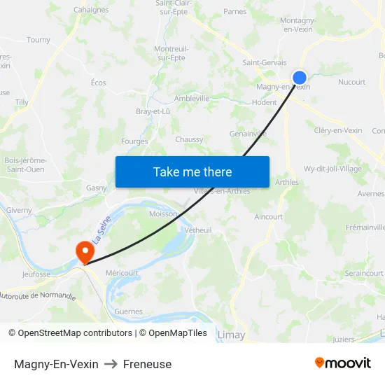 Magny-En-Vexin to Freneuse map
