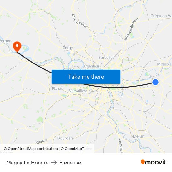 Magny-Le-Hongre to Freneuse map