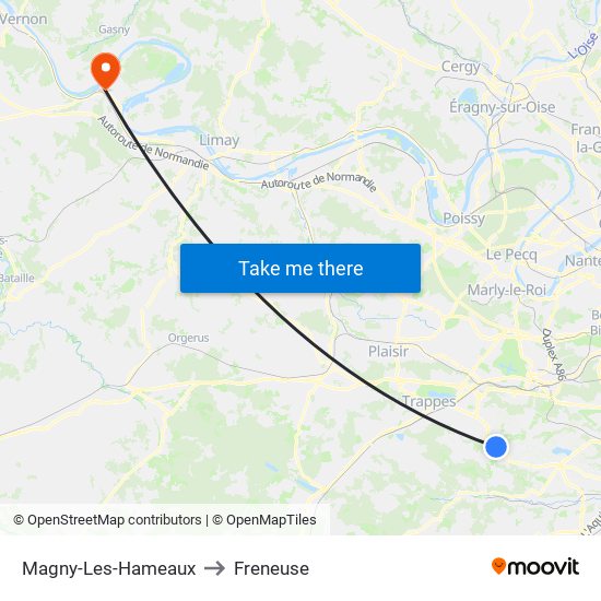 Magny-Les-Hameaux to Freneuse map